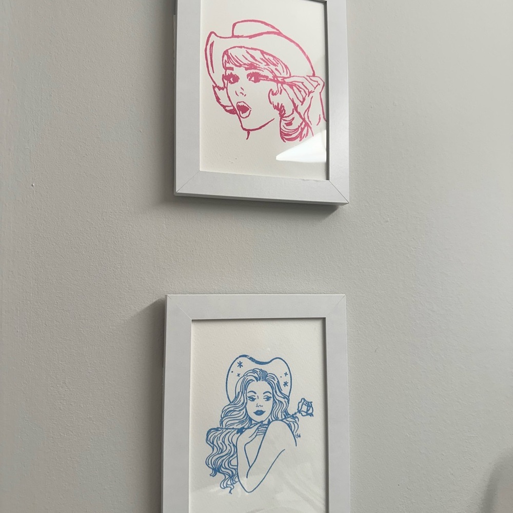 Wild Kind Prints Cowgirl Pink and Blue Framed Art Prints